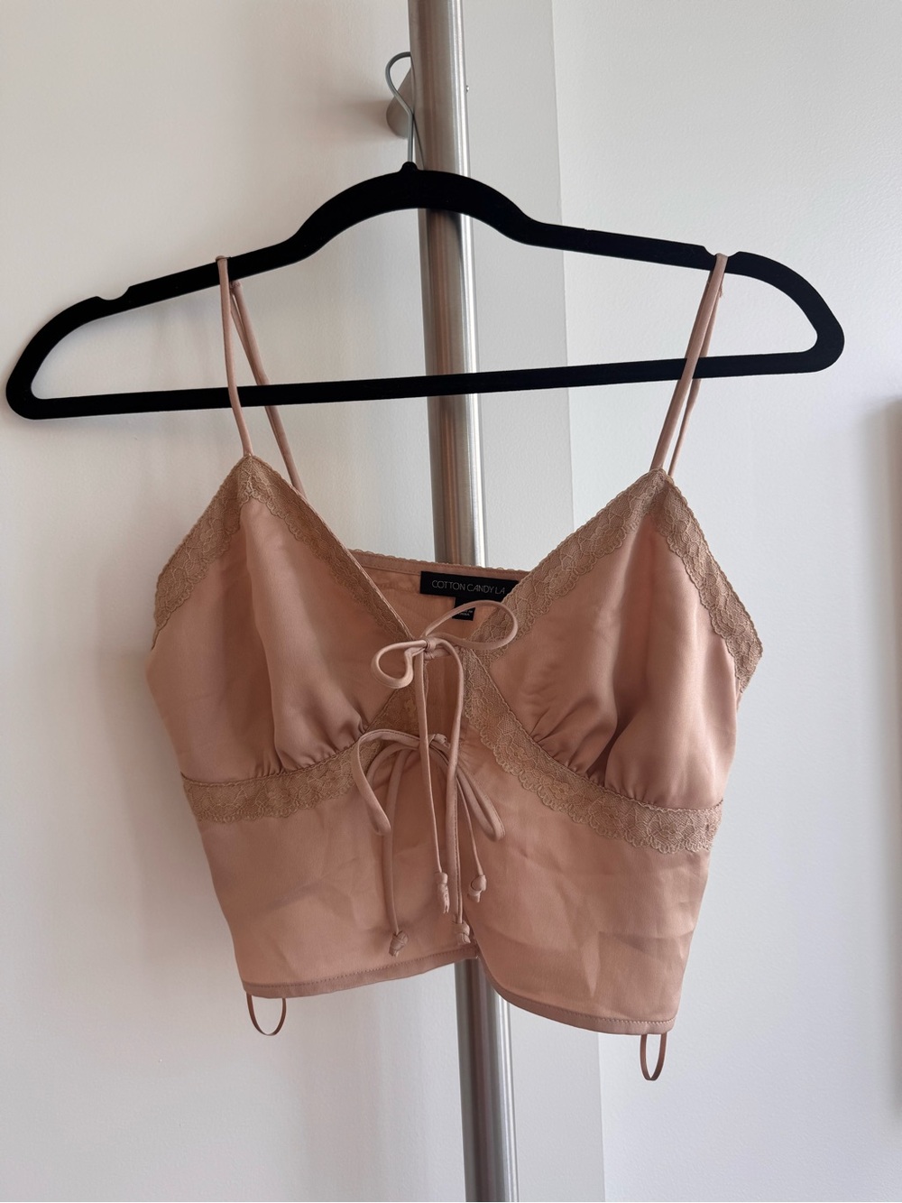 Cotton Candy champagne  Satin Lace-Trim Cami Tank